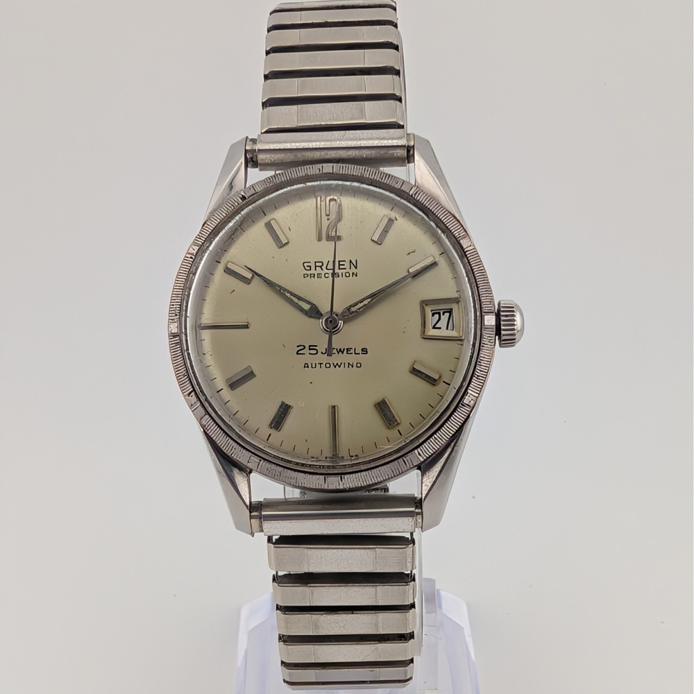 Vintage Gruen Precision 25 Jewels Automatic Watch with Date Swiss Made 1960s